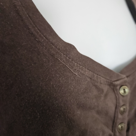 Maurices Women's Medium Brown Short Sleeve Shirt Top Button Henley - Picture 4 of 6